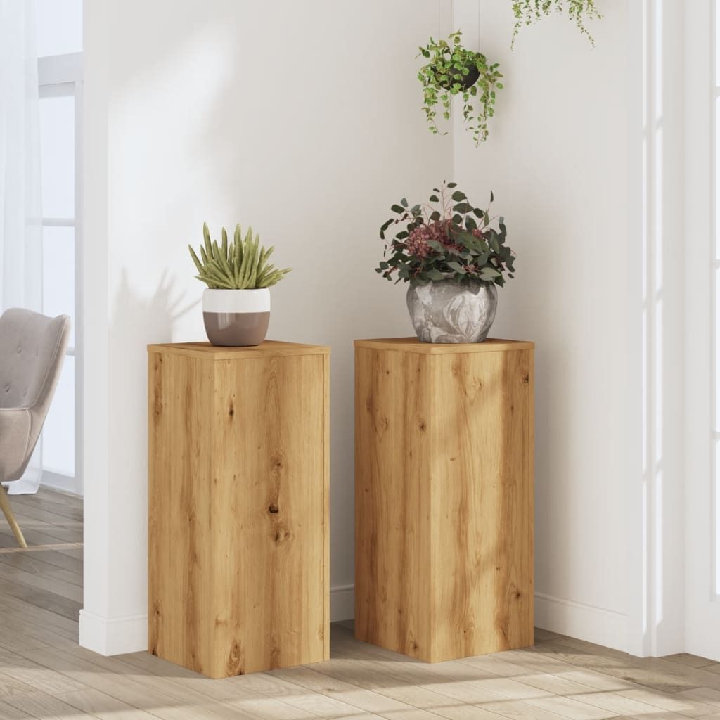 vidaXL Support pour plantes 2 pcs. Chêne Artisan 30x30x70 Image du produit 