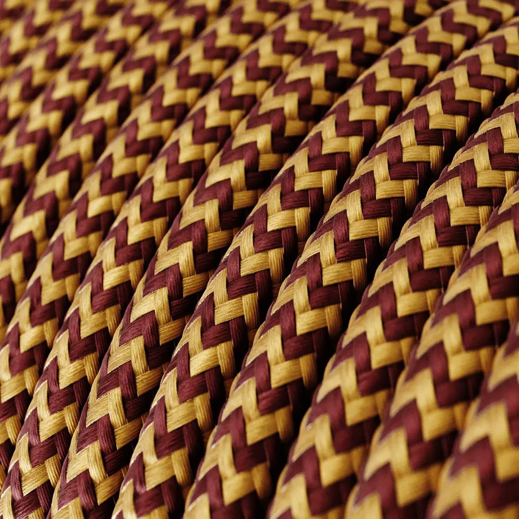 Creative-Cables Câble électrique textile 3x0,75 mm² 50m Or Bordeaux RZ23 - 2