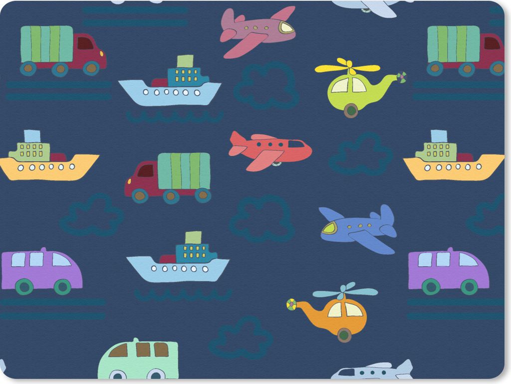 MuchoWow Mauspad Mousepad Muster - Flugzeug - Boot - Lastwagen - Junge - Kinder - Kinder 23x19 cm - Mousepads - Maus Mat - Pad - Mausunterlage - ...