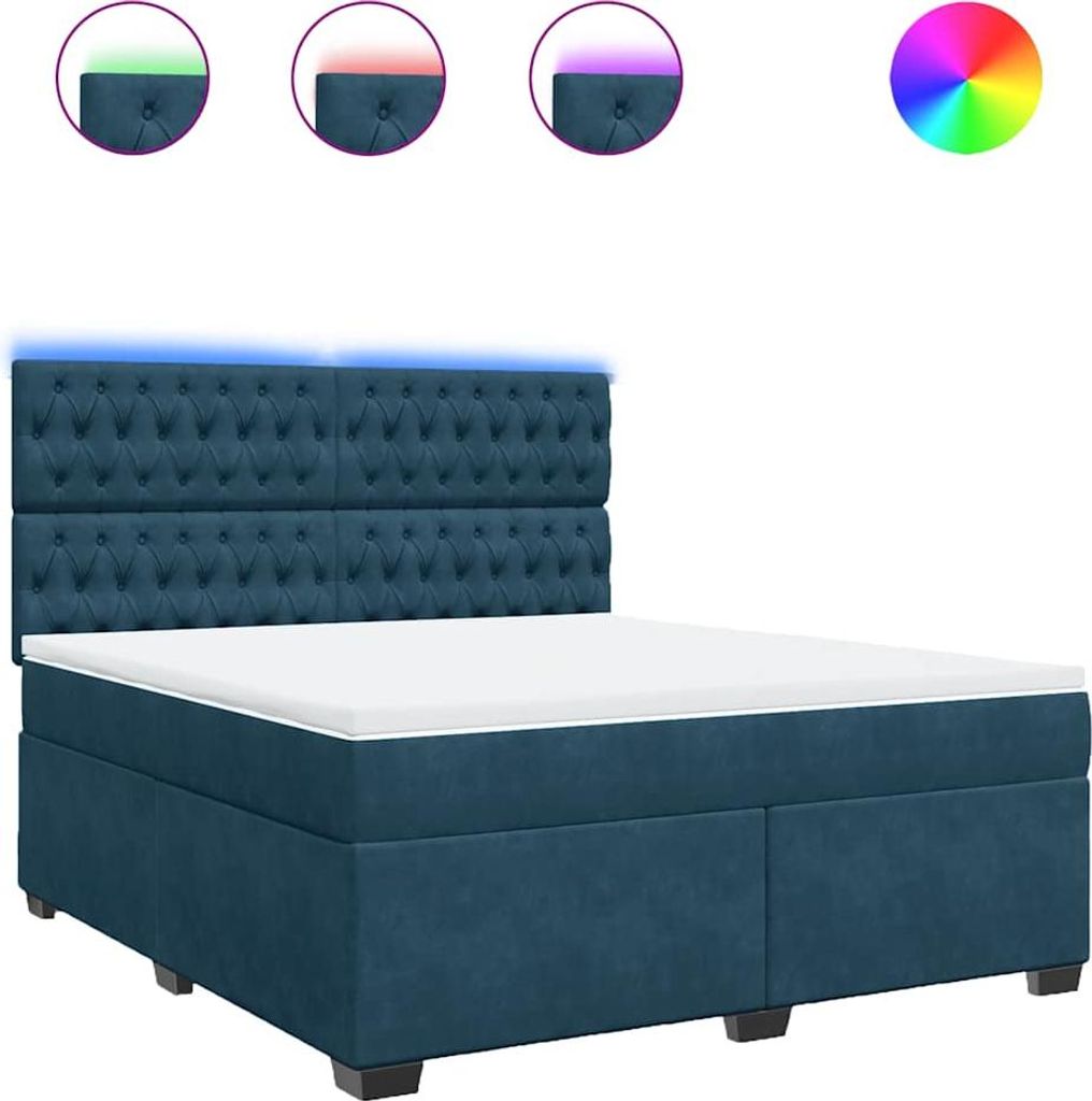 vidaXL Boxspringbett mit Matratze Blau 180x200 cm Samt
