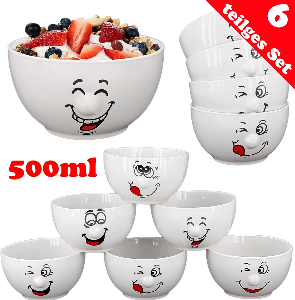 Müslischale mit Gesicht 6 tlg Dessertschale Müslischalen Produktbild 2