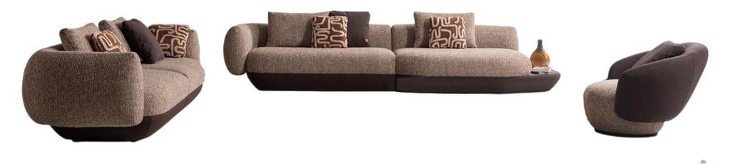 Braun-Beige Sofagarnitur Stilvoller 4-Sitzer Edler Sitzsessel Sofa