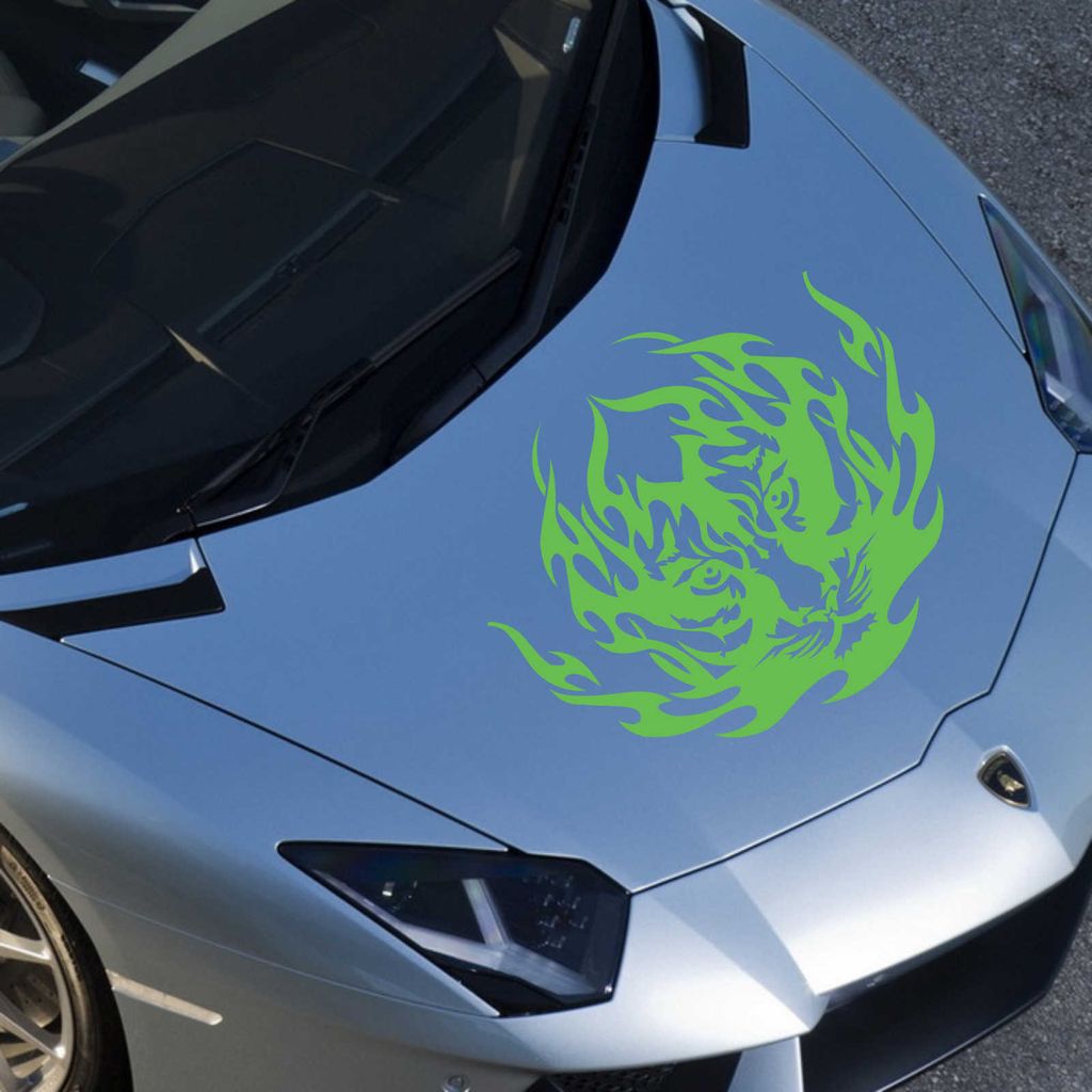 Aufkleber - Autoaufkleber "Tiger Tribal" 60cm x 52cm lindgrün - Tuning Carystyling Heckscheibe Auto