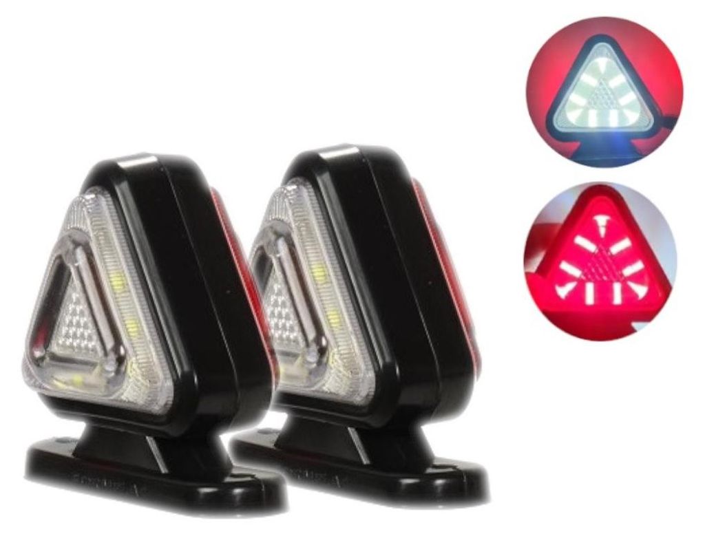Set van 2 mini-koplampen met 18 LED's, hoornvormig, 12-24V, Productafbeelding 