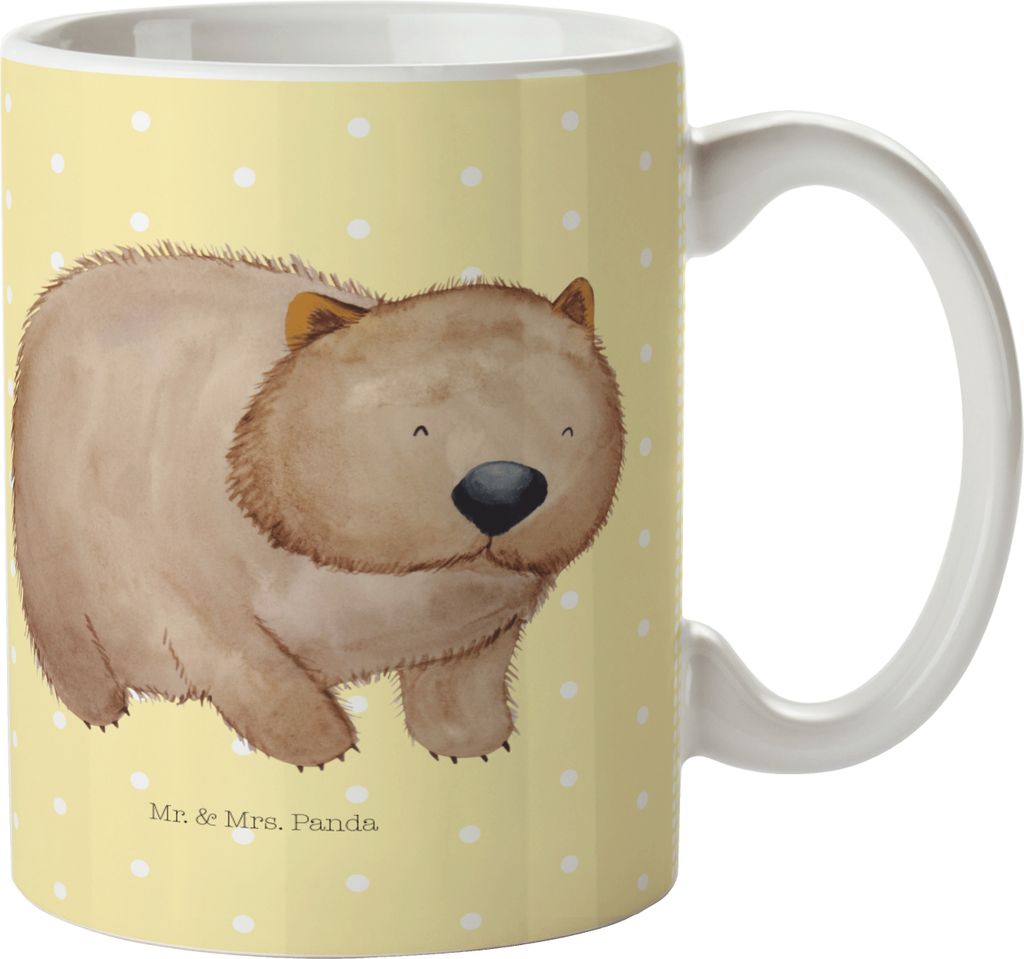 Mr. & Mrs. Panda Kindertasse Wombat - Gelb Pastell - Geschenk, Kinderbecher, Lustige Sprüche, Das Leben Ist schön, Australien, Pott, Haferl, Plas...