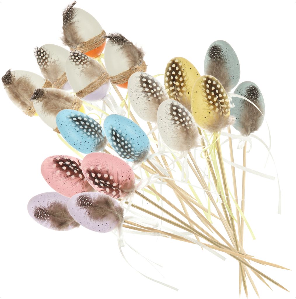 com-four® 18x Blumenstecker für Ostern - bunte Ostereier Produktbild 