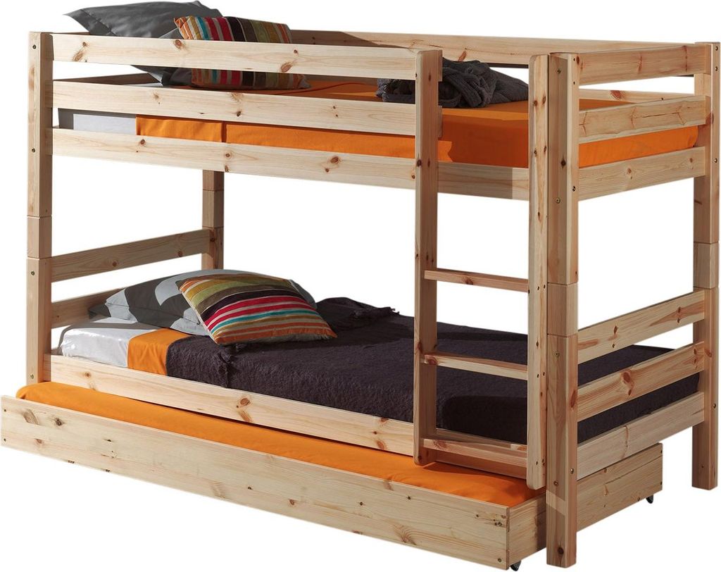 FURNLUX Bunk Bed Pino Beige 90x200cm / Hauptfarbe: Beige / Abmessungen: 106 x 210 x 140 cm