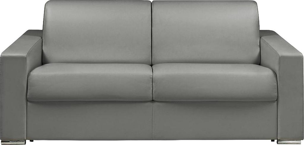 3-Sitzer-Sofa mit Express-Klappmechanismus aus Ökoleder CALITO - Grau - Maße der Liegefläche: 140 cm - Matratze 18 cm