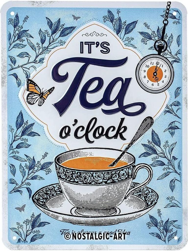 Nostalgic-Art - Blechschild 15x20 cm - Home & Country - It's Tea O'Clock