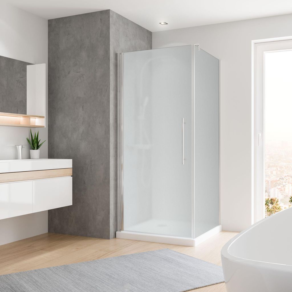 Duschkabine mit satiniertem Glas in modernem Badezimmer