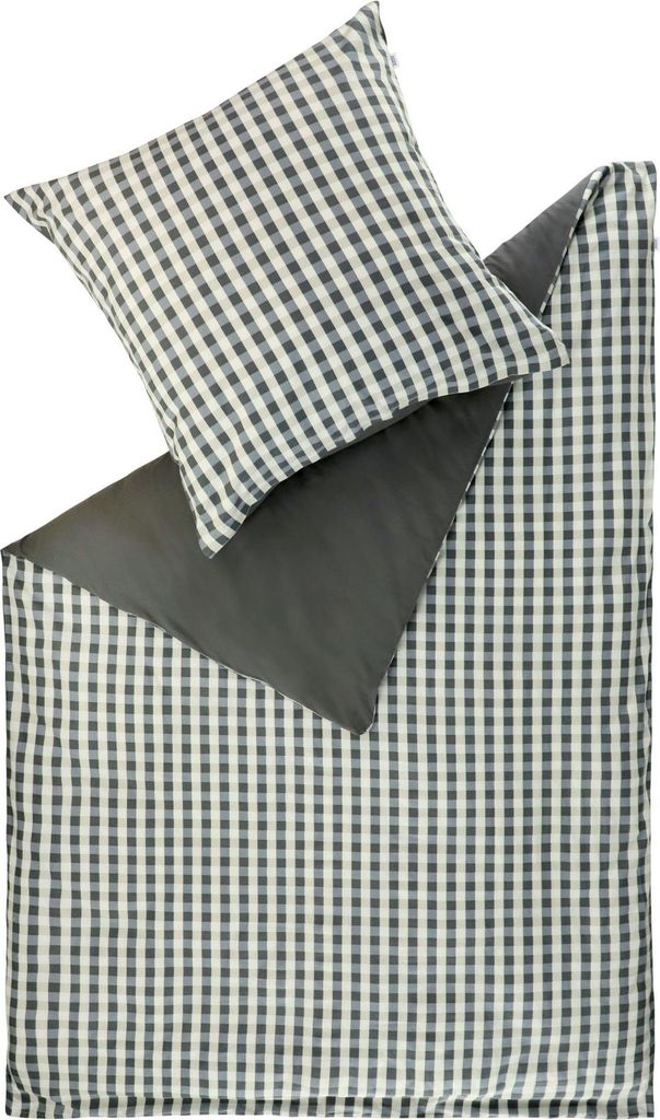 Schöner Wohnen Bettwäsche Vichy Farbe anthrazit Größe 155x220+80x80