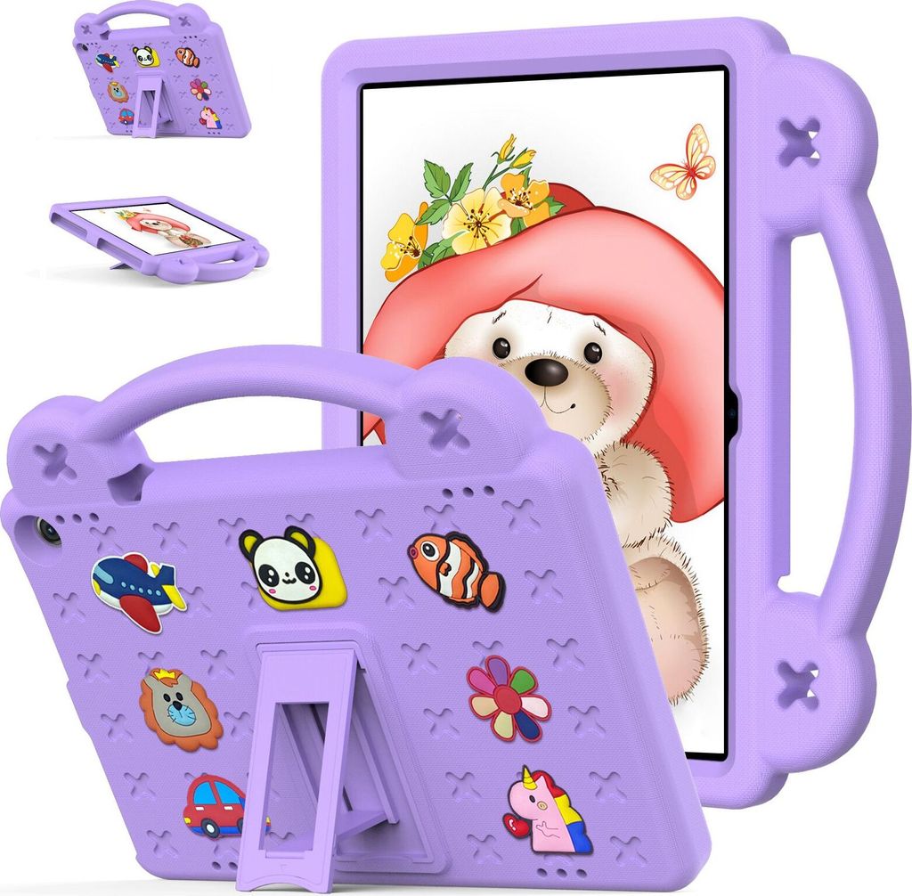 Schutzhülle für Fire HD 10 / HD 10 Plus 2021 10.1" Niedliche Hülle für Kinder, Stoßfest mit Griff und Ständer Lila