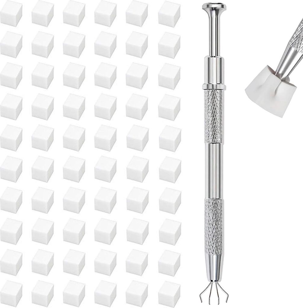 200 Stück Nail Art Schwämme mit Metallgreifer, nagel designing zubehör, 100 Mini-Schwämme, Greifer für Nageldesign und Ombre-Muster (Weiß)