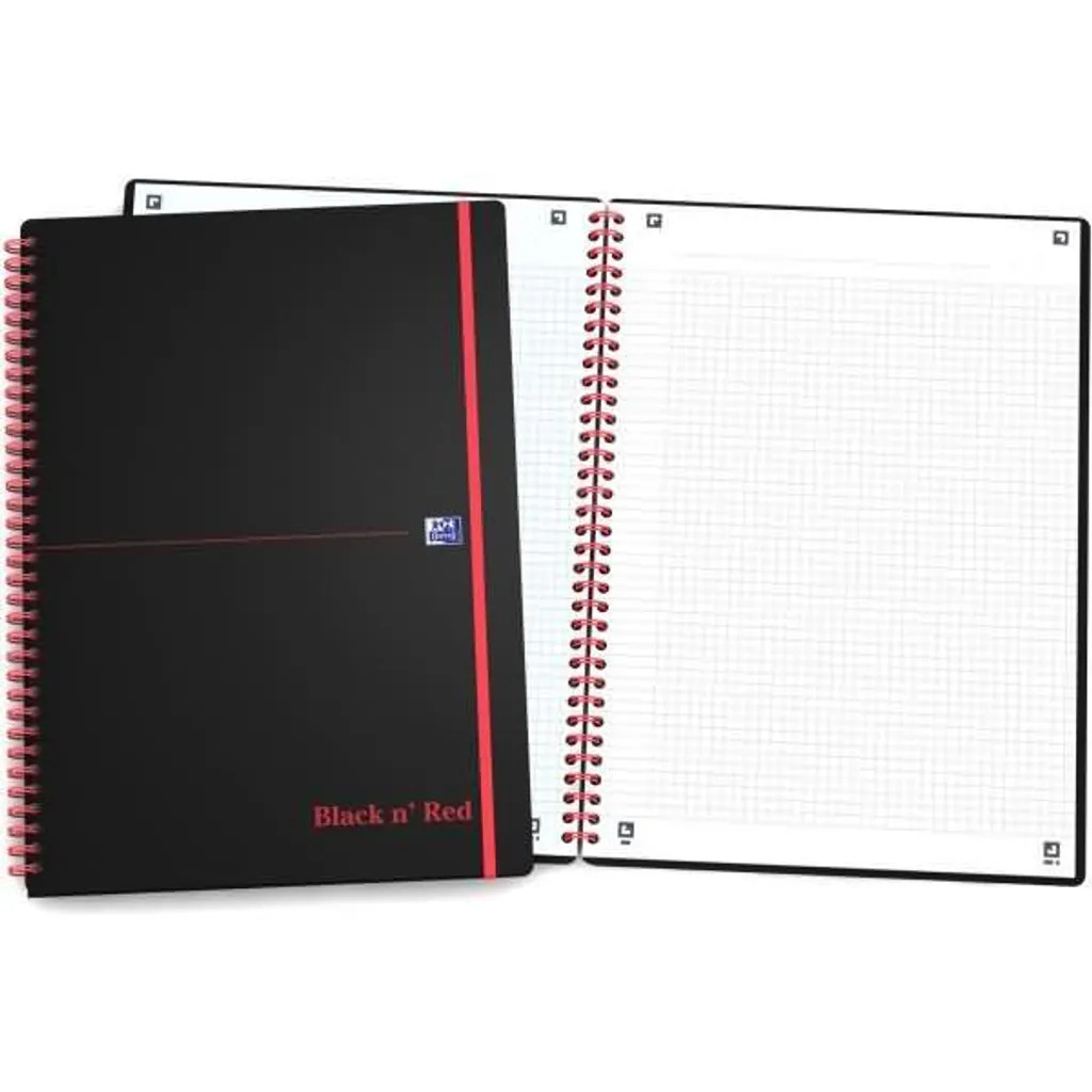 Bloc-notes A4 Oxford Black n' Red 5x5 couverture PP indéchirable