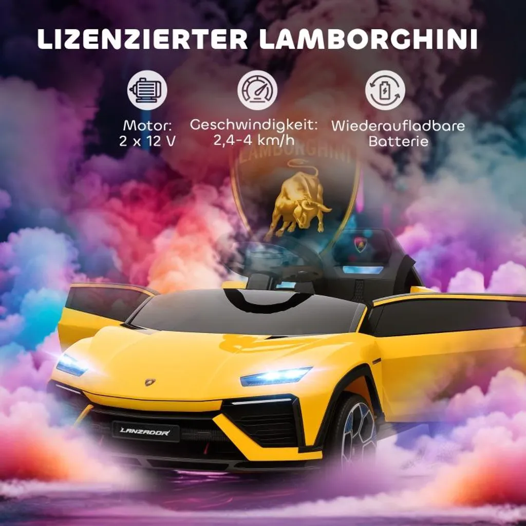 Fortuna Lai Voiture Électrique Enfants 12V avec Télécommande 2.4GHz Jaune - 4