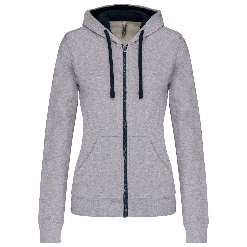 Kariban DAMEN-KAPUZENSWEATSHIRT BICOLOR mit Reißverschluss Produktbild 