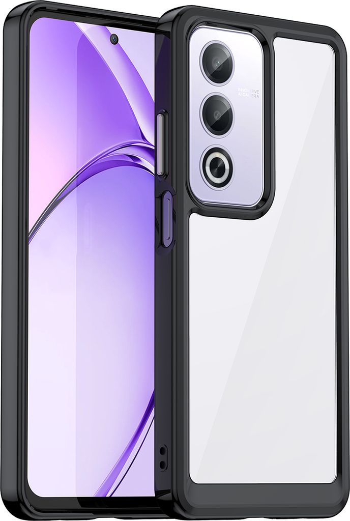 Schutzhülle für Oppo A80 Klar Rückseite Stoßfeste TPU Silikon Bumper Hülle Schwarz