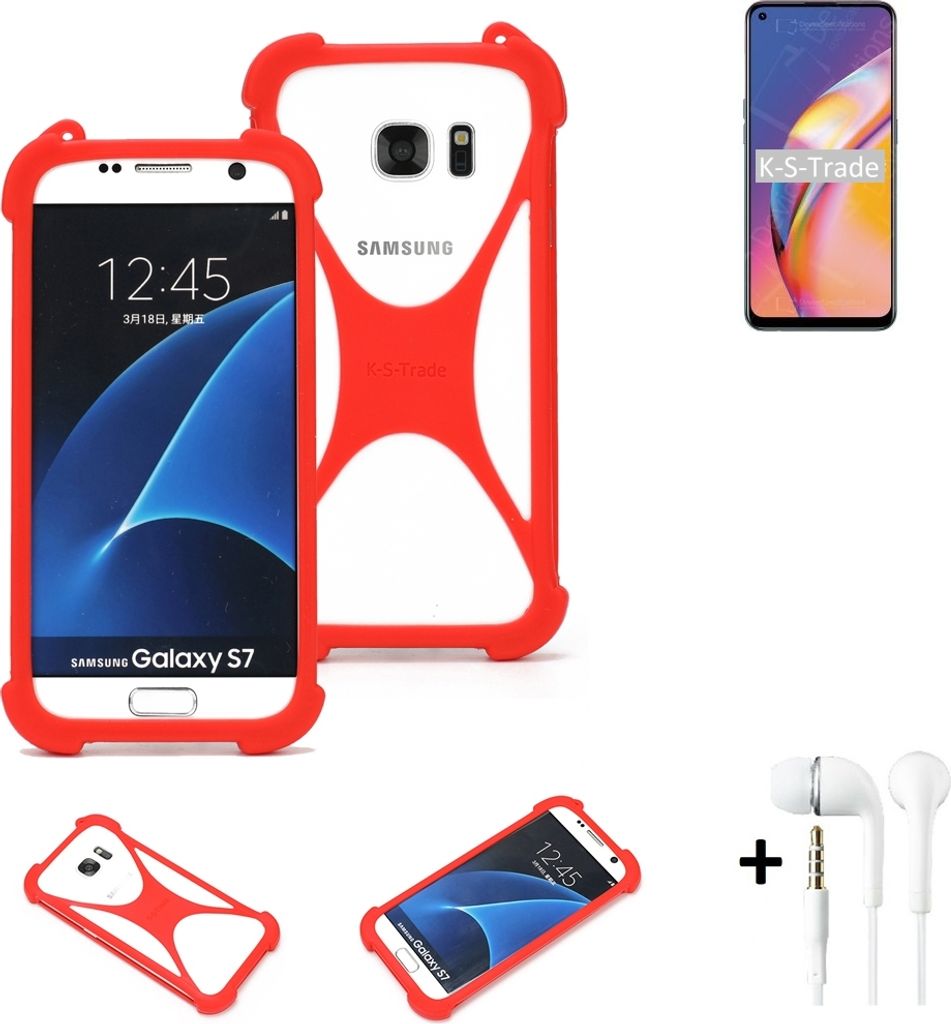 Handy-hülle + Kopfhörer kompatibel mit Oppo Reno5 F Schutz-hülle Bumper Silikon Schutz Hülle Cover Case Silikoncase Silikonbumper TPU Softcase