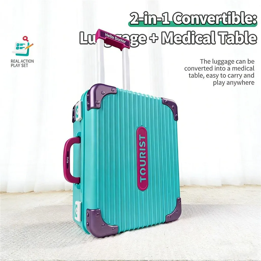 Jouet mallette de médecin 2 en 1 transformable avec chariot médical - 8