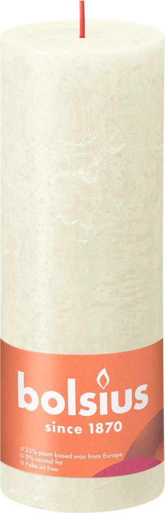Bolsius rustikale Stumpenkerze, Soft Pearl, 190 x 68 mm
