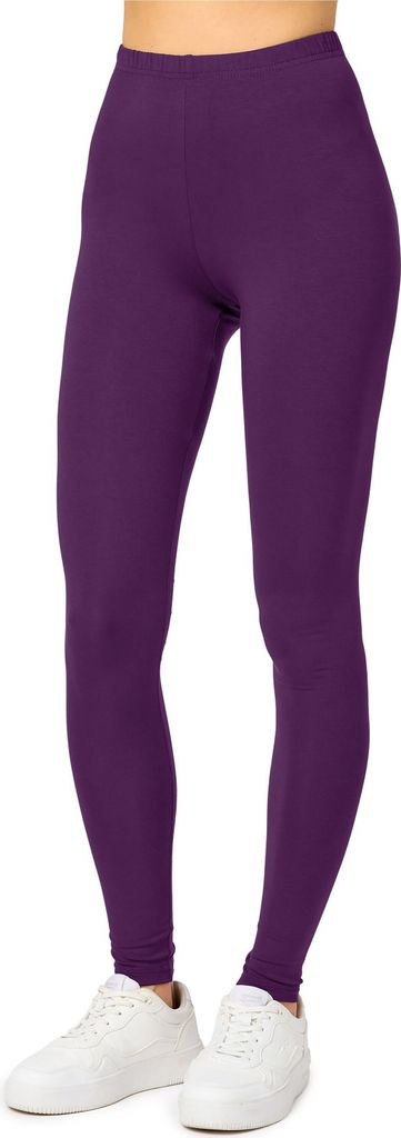 Merry Style Damen Lange Leggings aus Viskose MS10-143 (Pflaume, XL)