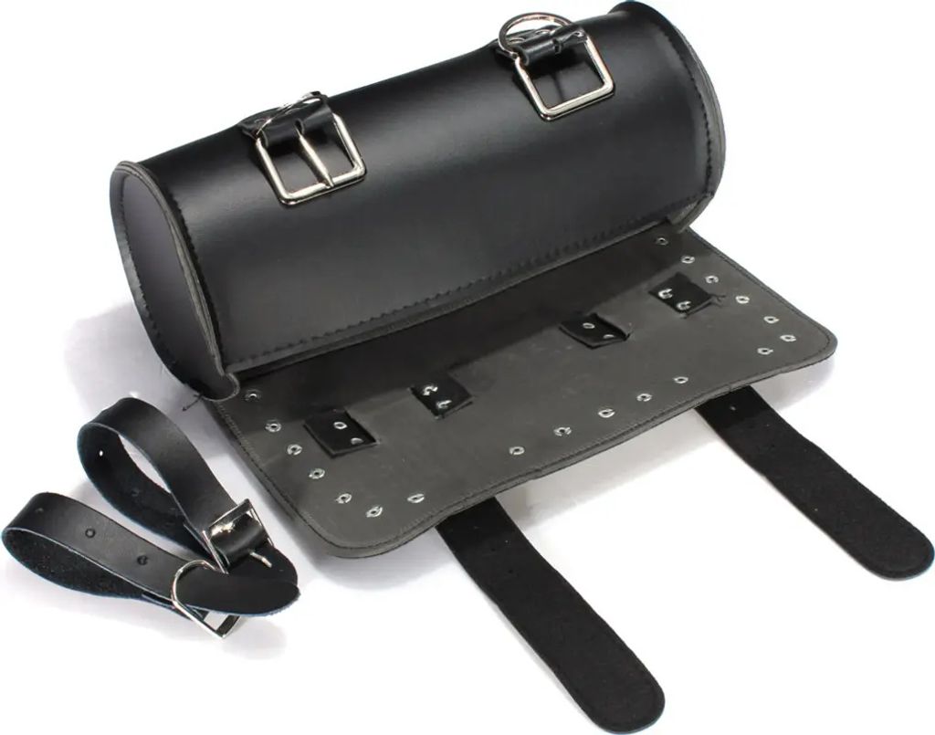 Universelle Leder - Satteltasche und Werkzeugrolle für Motorräder