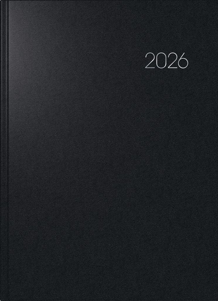 A black planner with the year 2026 printed on it.