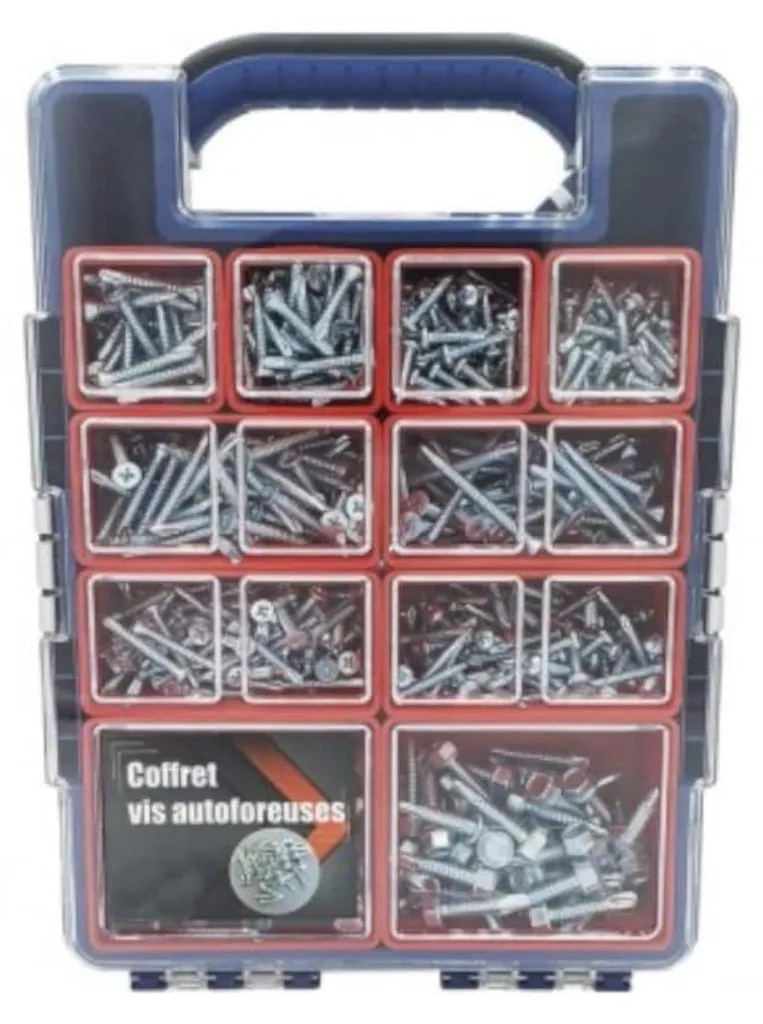 Vis Autoperceuses Tête Fraisée et Cylindrique - Coffret 755 Pcs Zingué