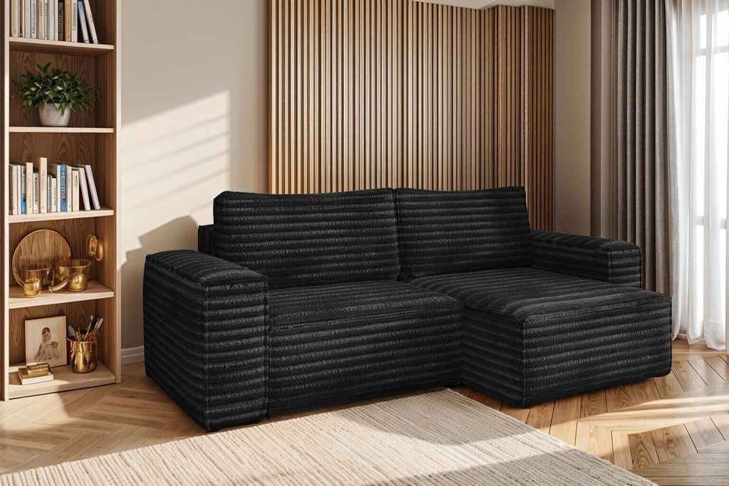 Kaiser Möbel Bohoo Ecksofa L-from Schwarz Rechts stoff Velo