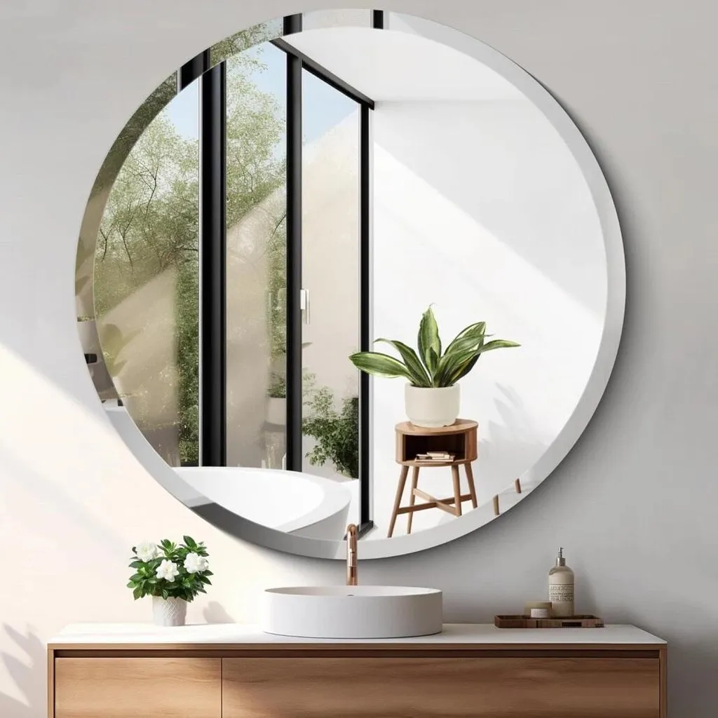 Grand Miroir de Salle de Bain Rond Ø 90cm - Miroir de Maquillage Mural