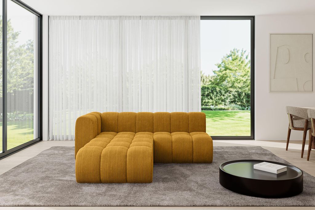 ALTDECOR Modulares Sofa Ecksofa in L-Form - Darnel-L1 - 205x177x70 cm Senfgelb - Corner modular Sofa Eckcouch Couch Wohnlandschaft Cauchsofa Bodens...