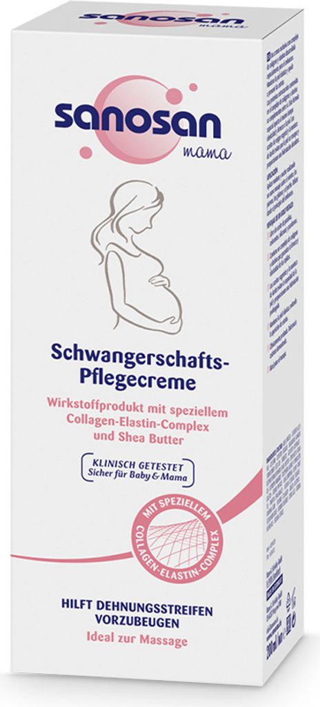 sanosan Schwangerschaftscreme beugt Dehnungsstreifen & Schwangerschaftsstreifen vor - Schwangerschafts Creme 1x 200 ml