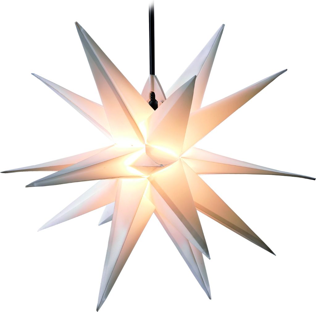 Weihnachtsstern 65 cm, 18 Zacken, für außen, Leuchtfarbe Weiß