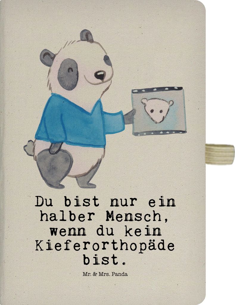 Mr. & Mrs. Panda notizbuch Kieferorthopäde Herz - Transparent - Geschenk, A5 Journal, Kladde, Adressbuch, Tagebuch