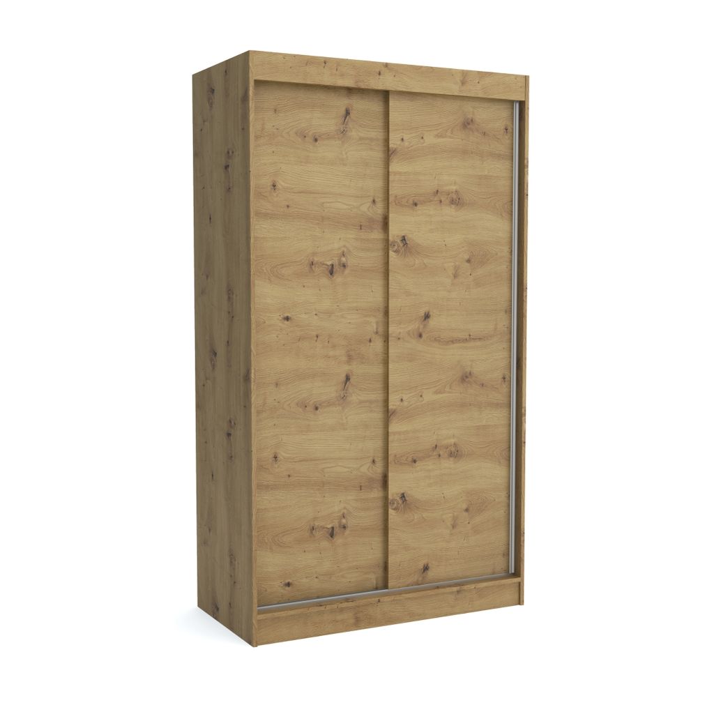 Brent - Kleiderschrank Schiebetüren Emily, Schlafzimmerschrank mit 1 Kleiderstange und Einlegeböden für Kleidung, 100x215x60 cm, Artisan Eiche