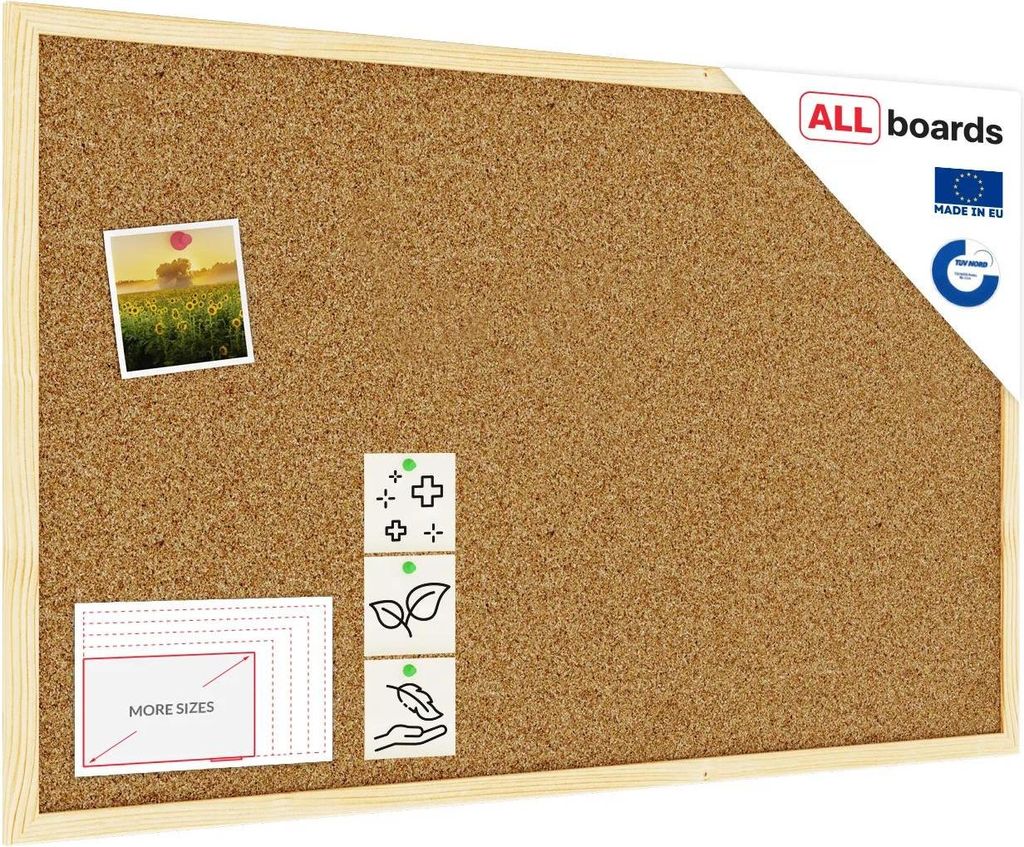 Bacheca in sughero (cornice in legno) 80x50 cm Immagine del prodotto 
