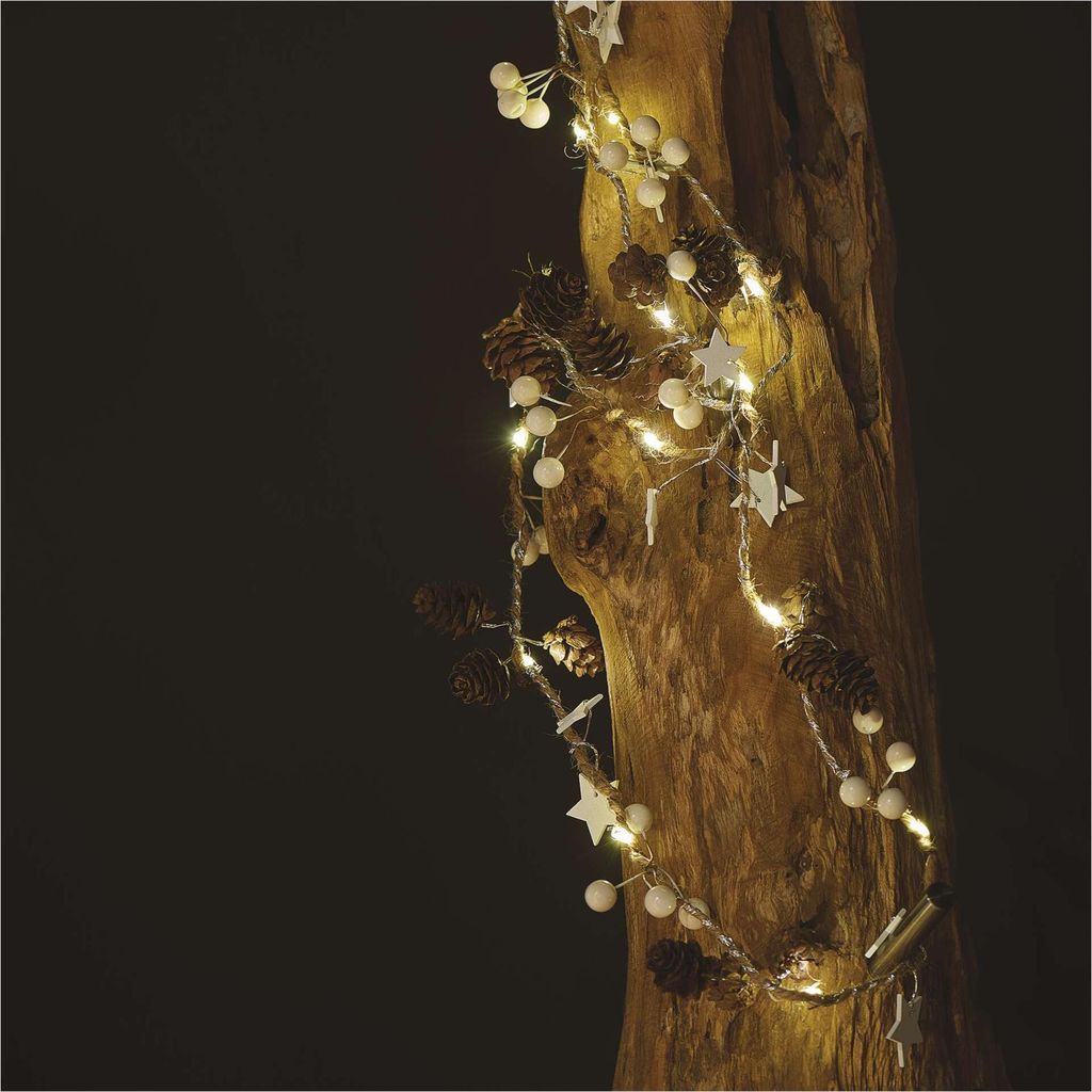 EMOS Weihnachtsgirlande mit 20 LEDs und Tannenzapfen, dekorative Lichtergirlande 170cm, 6h Timer, Batteriebetrieben (2x AA), DCGW04