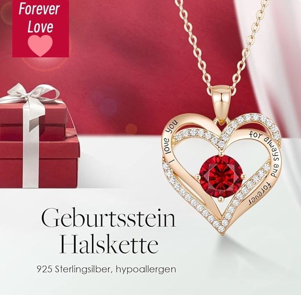 925 Sterling Silber Rosegold Forever Love Kette Damen Produktbild 2