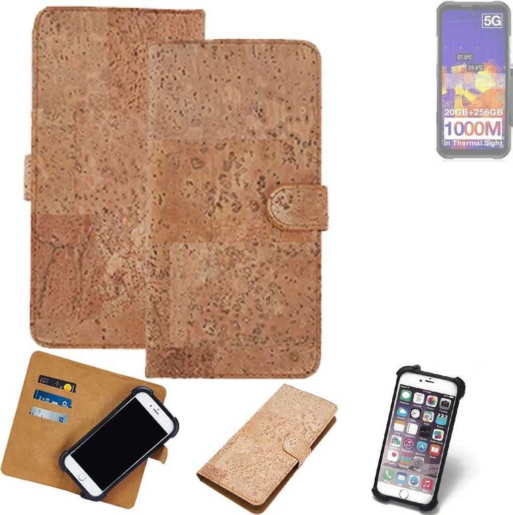 K-S-Trade Hülle kompatibel mit Doogee V20 Pro Ultra Kork Handyhülle Cover Schutzhülle TPU Case Bumper in Hellbraun, (1x)