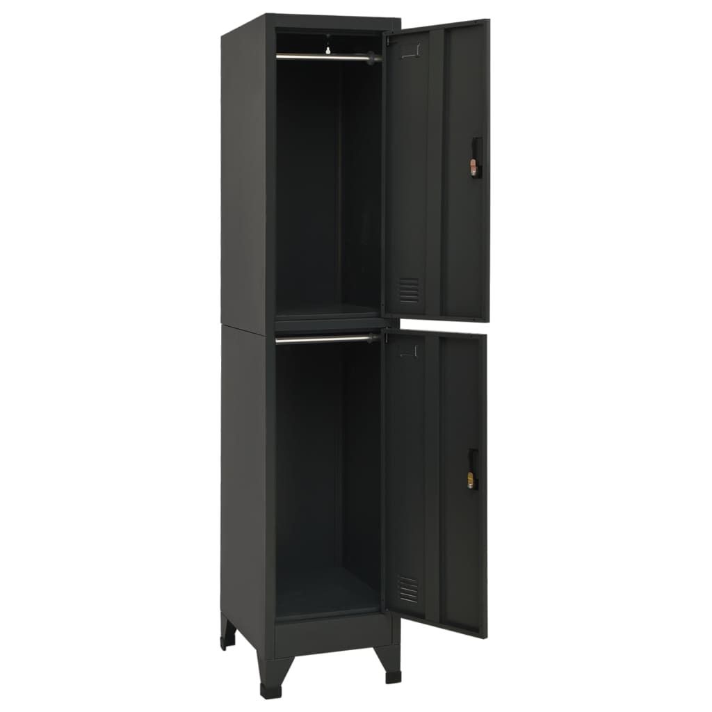 Möbel Schließfachschrank/Beistellschrank Moderner Look - Standregal/Bücherregal - Anthrazit 38x45x180 cm Stahl Top2202857