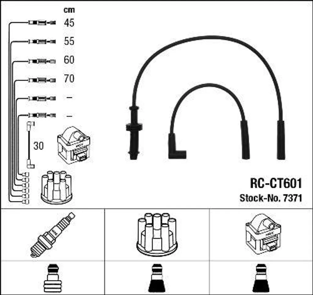 Câbles d'allumage haute tension NGK 7371 silicone pour AX, 106 et 205