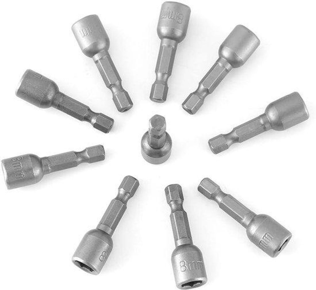 Magnetische Steckschlüsselset mit 10 Teilen für 1/4 Zoll Schacht und metrische Innensechskant