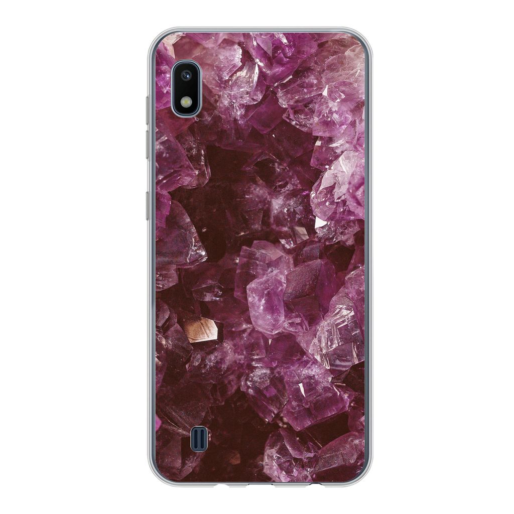 MuchoWow Handyhülle Schutzhülle Hülle für Samsung Galaxy A10 Edelsteine - Amethyst - Kristalle und Edelsteine Silikon Softcase Handy Hülle -...