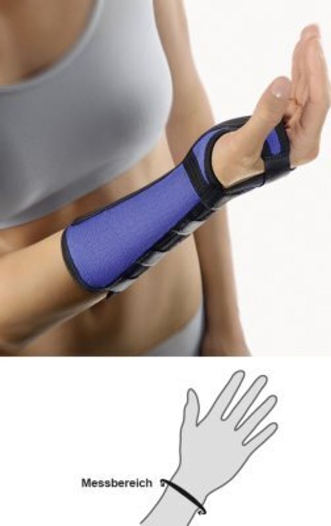 Bort Arm-u.Handgelenkstützem.Aluschiene re.blau Gr.XS