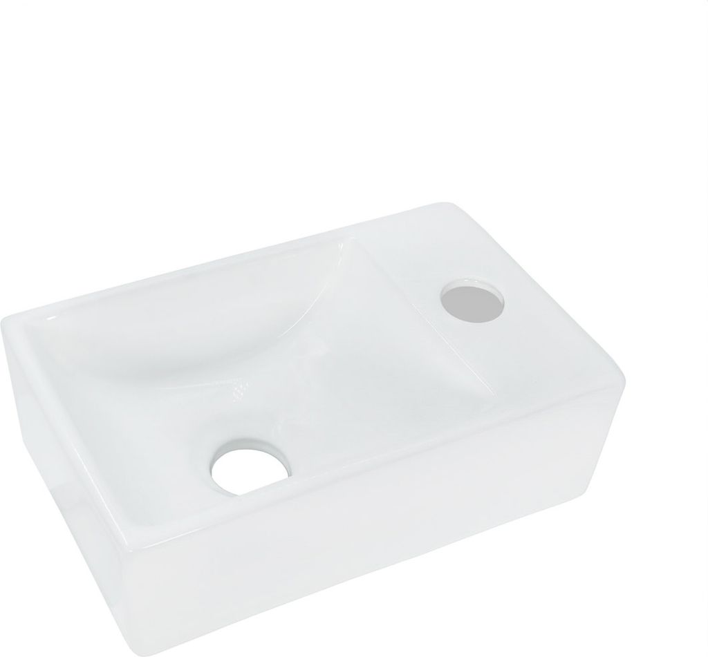 Aloni Keramik Design Handwaschbecken Weiß Hahnloch Rechts Produktbild 