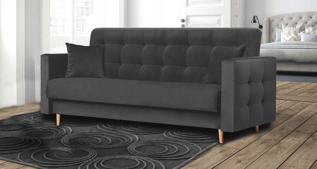 Modernes Wohnzimmersofa ANDA mit Schlaffunktion (Grau - Kronos 34)