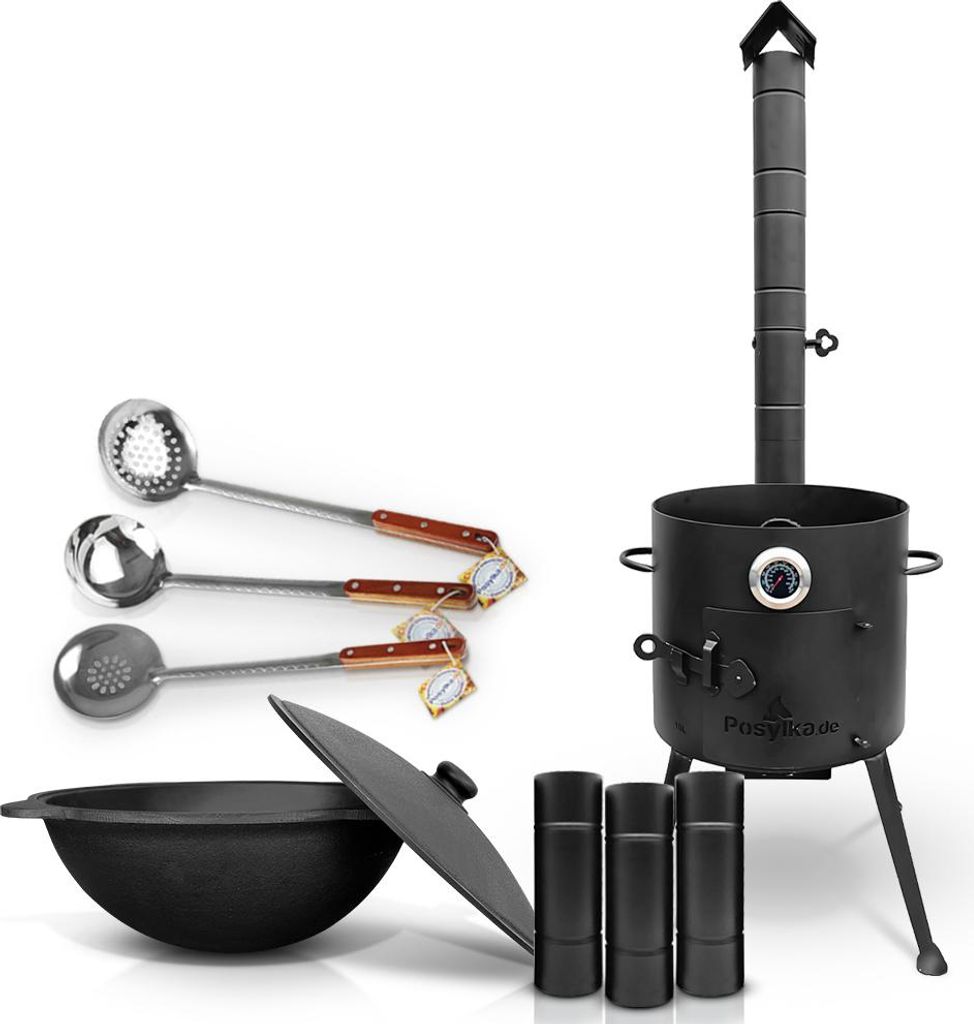 Gusseisen Kazan 10 L Kasan Казан mit Feuerofen Utschak Ø 36 Produktbild 