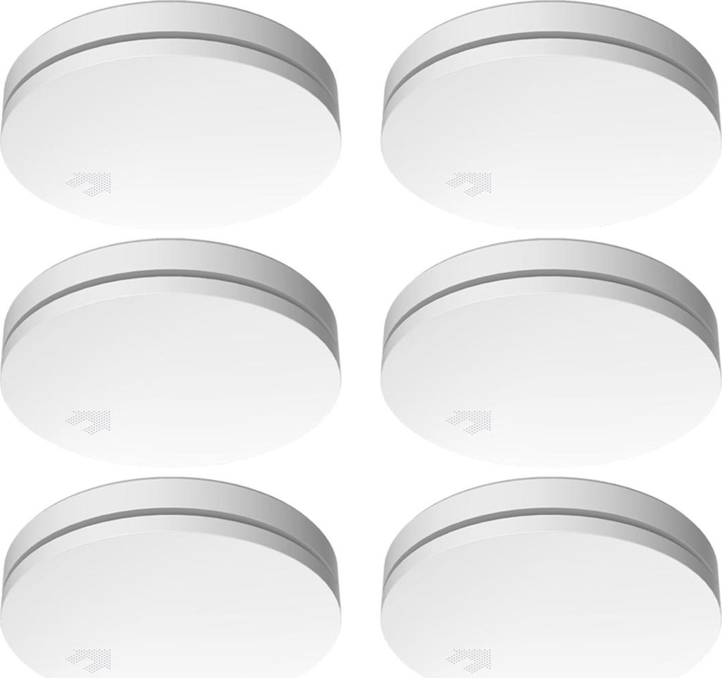6er Set 10 Jahres Design Rauchmelder extra flach, Produktbild 