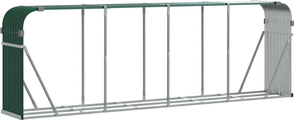 Riparo per legna da ardere Verde 300x45x100 cm Acciaio zincato