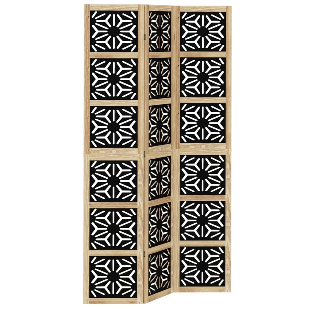 vidaXL 3dílný rozdělovač místností hnědá a černá paulovnie Obrázek produktu 